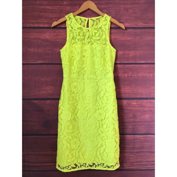 J. Crew Lace Sheath Dress Yellow Sleeveless NWT - Picture 9 of 13